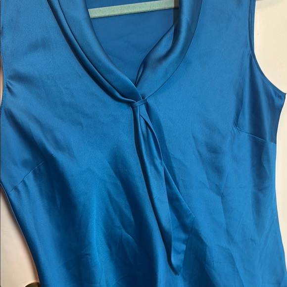 Tahari Blue Tie Front Blouse - Picture 6 of 6